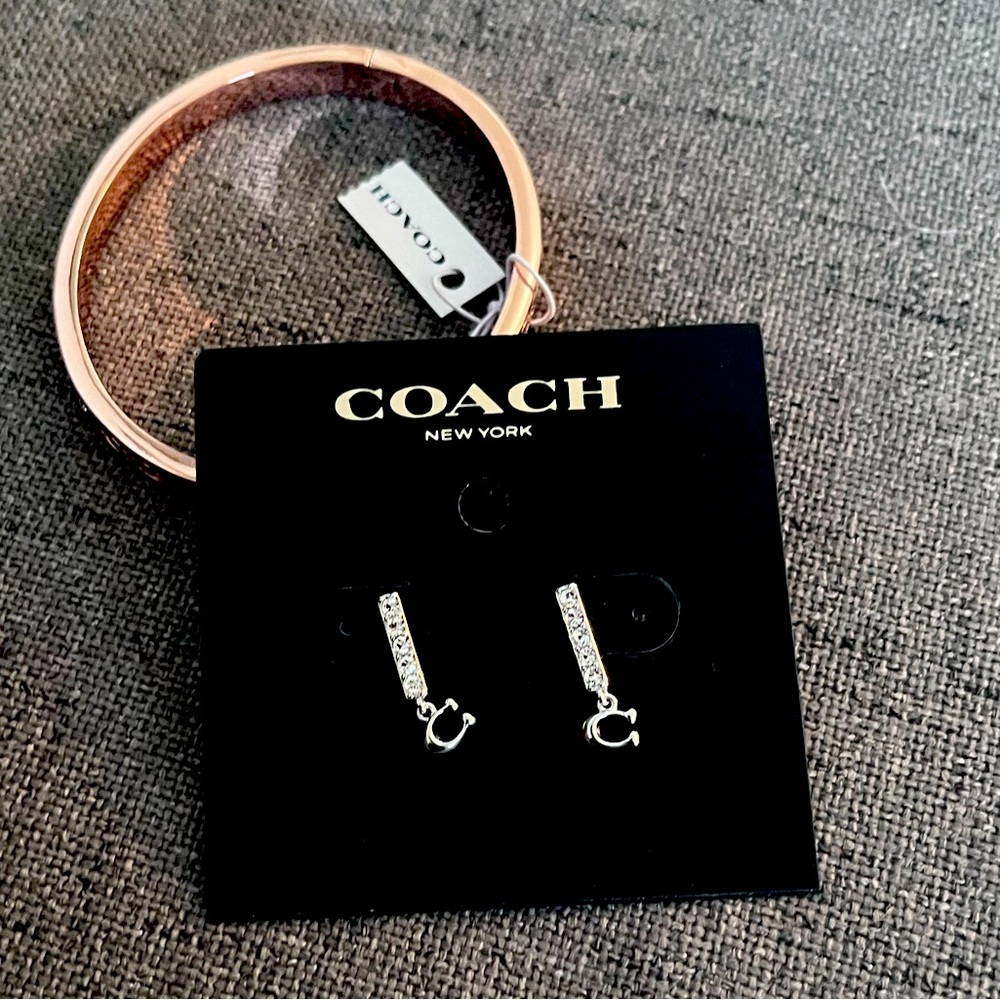 Coach Bundle….Rose Gold Bangle and Silver and diamond earrings!🧚